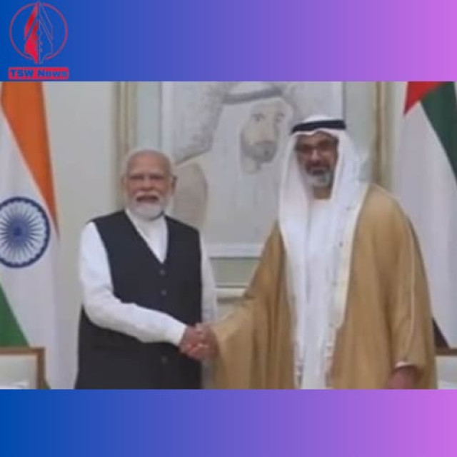 Indian PM Narendra Modi meets UAE President Sheikh Mohamed Bin Zayed Al Nahyan in Abu Dhab